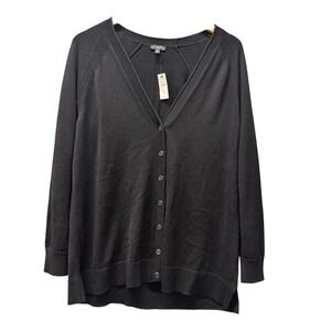 Talbots Cardigan Womens XLP Petite‎ XL V-Neck Button Up Black Sweater NEW